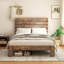 Structure de lit double, structure de lit plateforme en bois, silencieuse, aucun sommier nécessaire et outil d'assemblage facile, grand rangement sous le lit