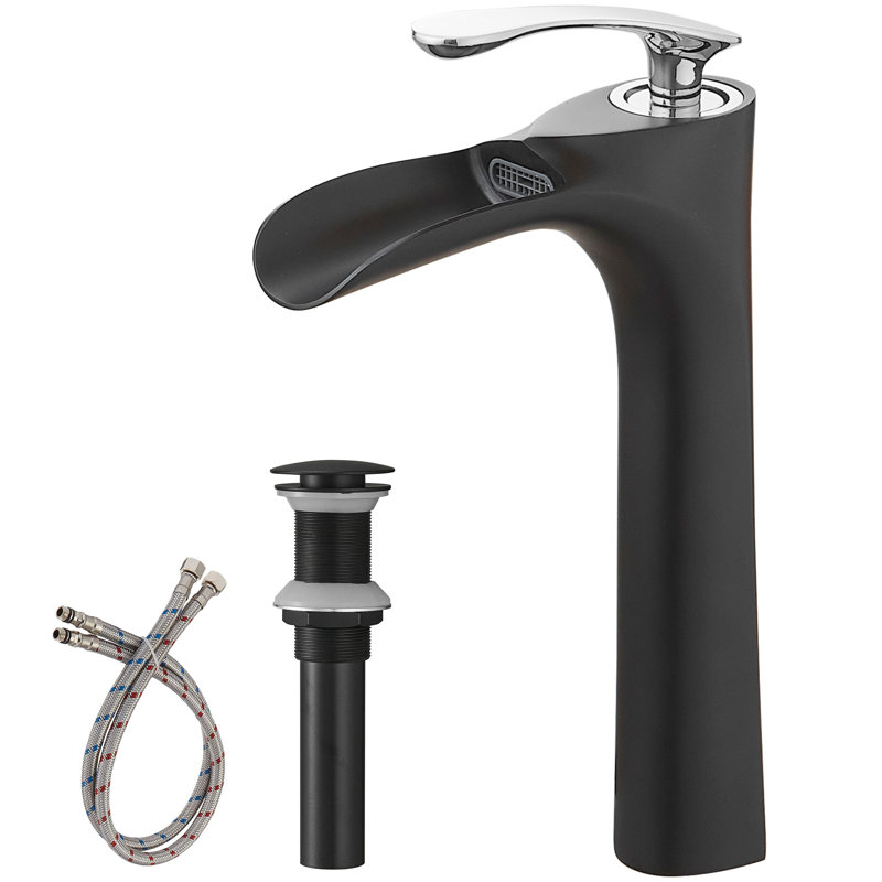 6050 Vessel Sink Faucet Vessel Sink Faucet Single-handle Bathroom Faucet with Drain Assembly, Black/Chrome