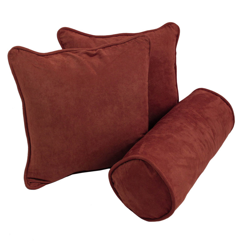  Indoor/Outdoor Throw and Bolster Pillow Set, Red Wine
