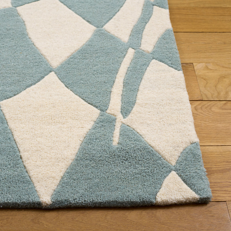 Amier Hand Tufted Wool And Viscose Geometric Rug, Rectangle 5' x 8'
