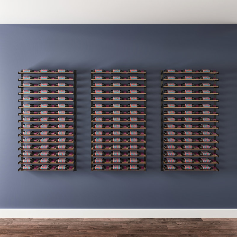 Jaydon 54 Bottle Wall Mounted Wine Bottle Rack Black, Matte Black, 114cm H x 104cm W x 31cm D