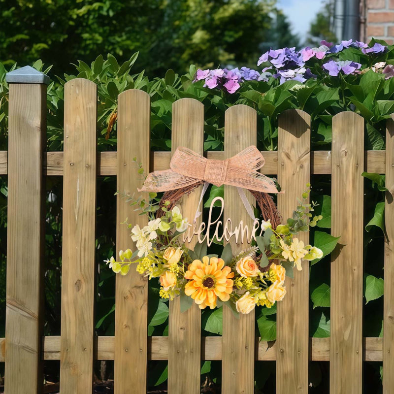Couronne de rose jaune 16 pouces pour porte d'entrée