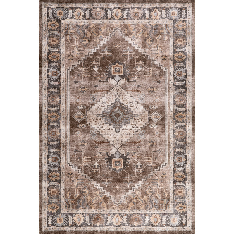 Prudence Medallion Spill Proof Machine Washable Area Rug, Rectangle 5' x 8'