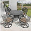 5-Piece All-Weather Cast Aluminum Dining Set, Include 4 Swivel Chairs and 39.37" Round Table With Black Frame (same sku: W1710S00435 )