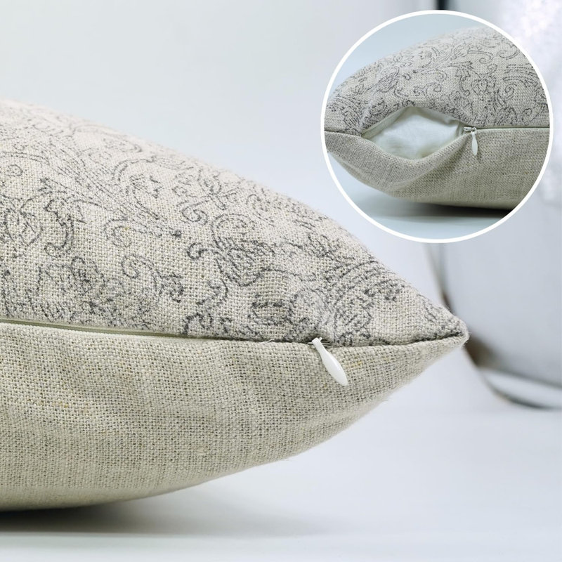  Housse de coussin en coton Floral, 14 po x 20 po, Forme rectangulaire, Mauve floral 1