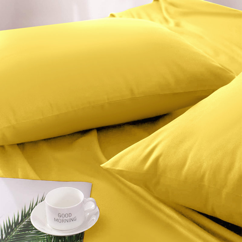 Jaramiah Super Soft Plain Microfiber PillowCase, Mustard