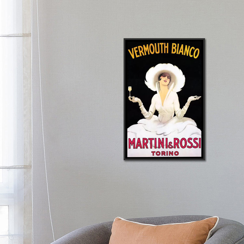 «Vermouth Bianco», impression sur toile, H 26 po x l 18 po x P 1,5 po, Toile avec cadre noir, Pas de tapis