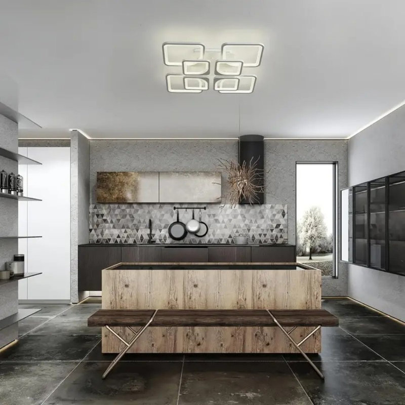 Modern LED Ceiling Light - Dimmable 8-Square Flush Mount Lamp With Remote, 23.6" Acrylic For Kitchen/Living/Dining Room & Bedroom Decor (3000K-6000K) | Home Decor & LED Lights