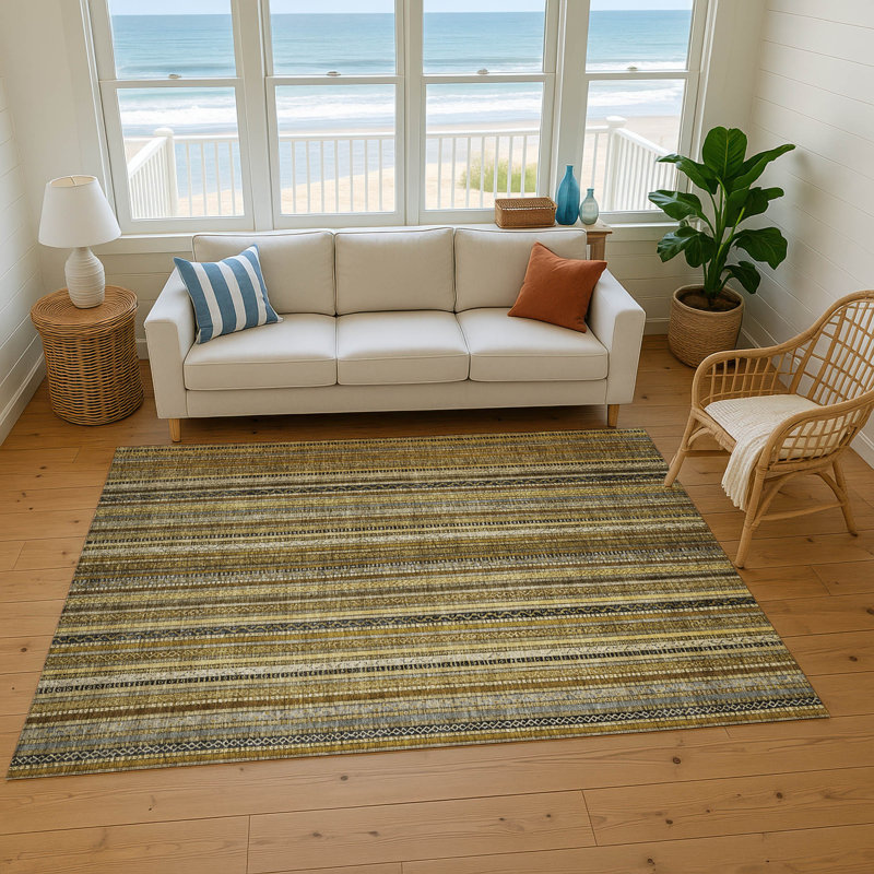 Premium Machine Washable Baford AMF1654 Stripes Rug, Rectangle 3' x 5'