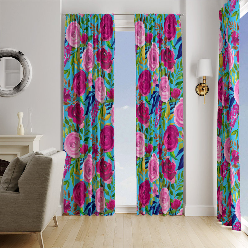 Panneaux de rideaux semi-transparents à motif floral, L 20 po x L 61 po