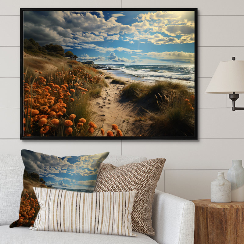 Superbe paysage côtier III sur toile, H 30 po x l 40 po x P 1,5 po, Cadre flottant noir