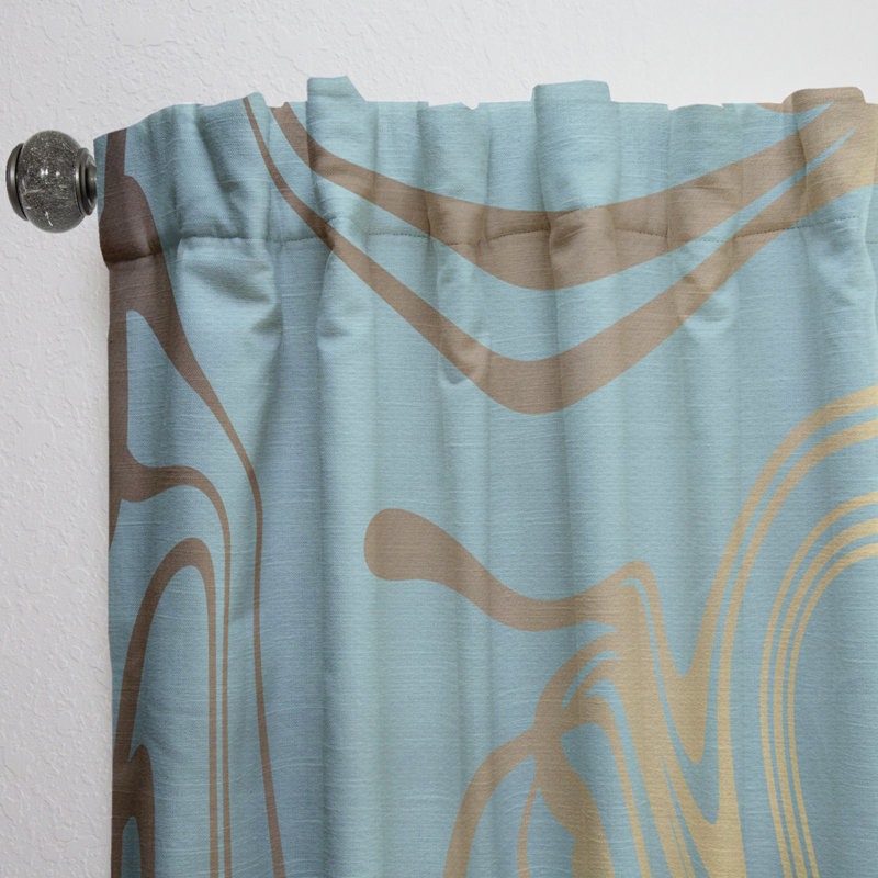 Golden Marble Design I - Abstract Curtain - Velvet Room darkening - 1 panel, 52"W x 108"L
