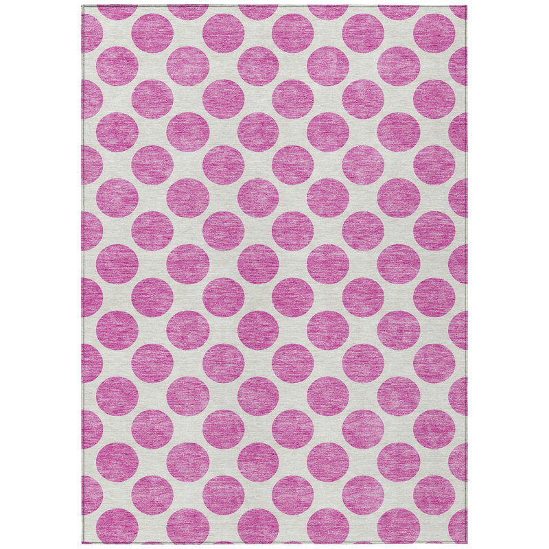 Tapis intérieur / extérieur lavable à pois 10 pi x 14 pi ivoire