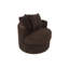 Fauteuil d'appoint pivotant confortable en velours côtelé chocolat - Texture moelleuse pour un salon confortable-720593915