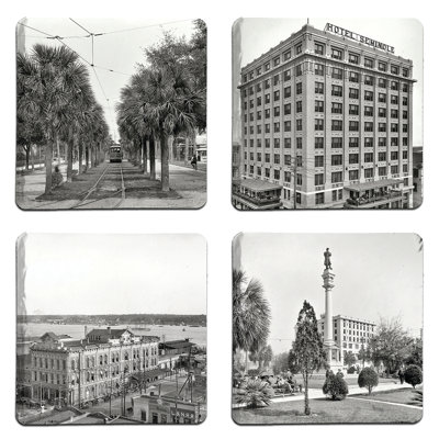 Historic Jacksonville Stoneware Square 4 Piece Coaster Set