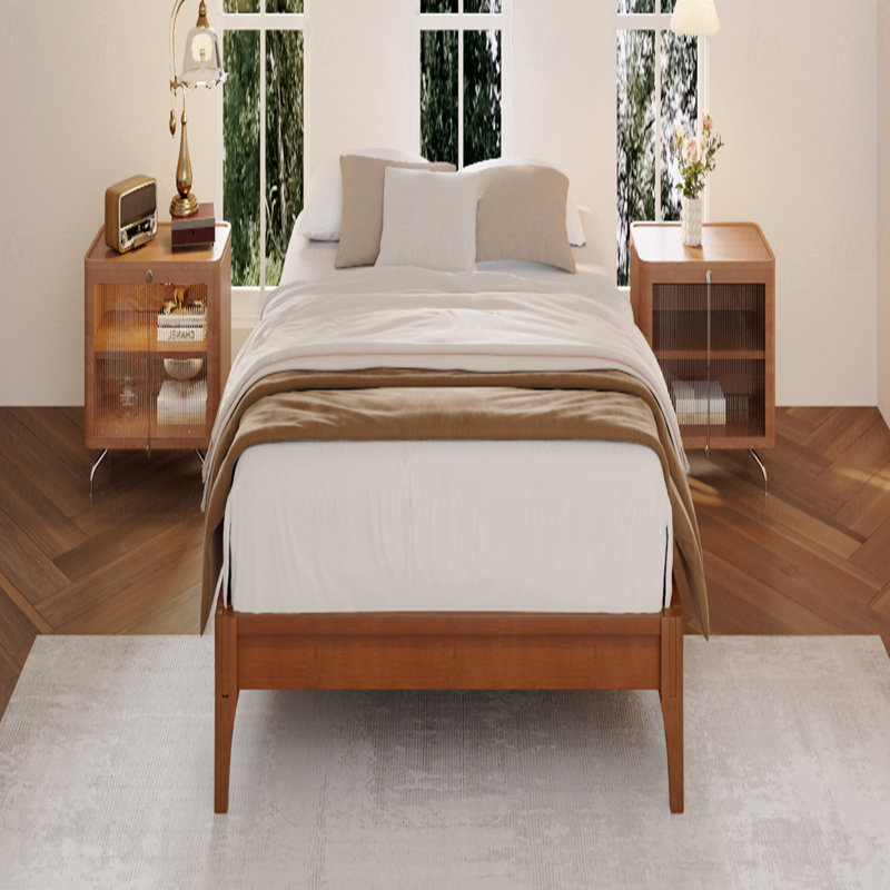 Queen 12" Solid Bamboo Platform Bed Frame, Wood Slats