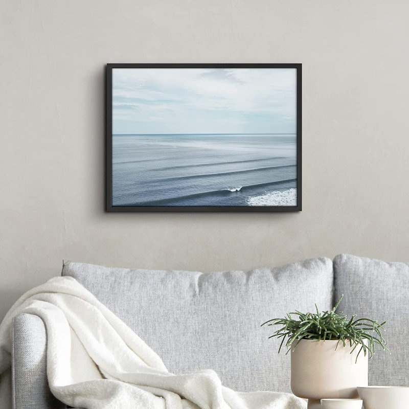 Rising Sea Waves Meet the Shore Coastal Ocean - Photographie avec cadre photo, Cadre noir