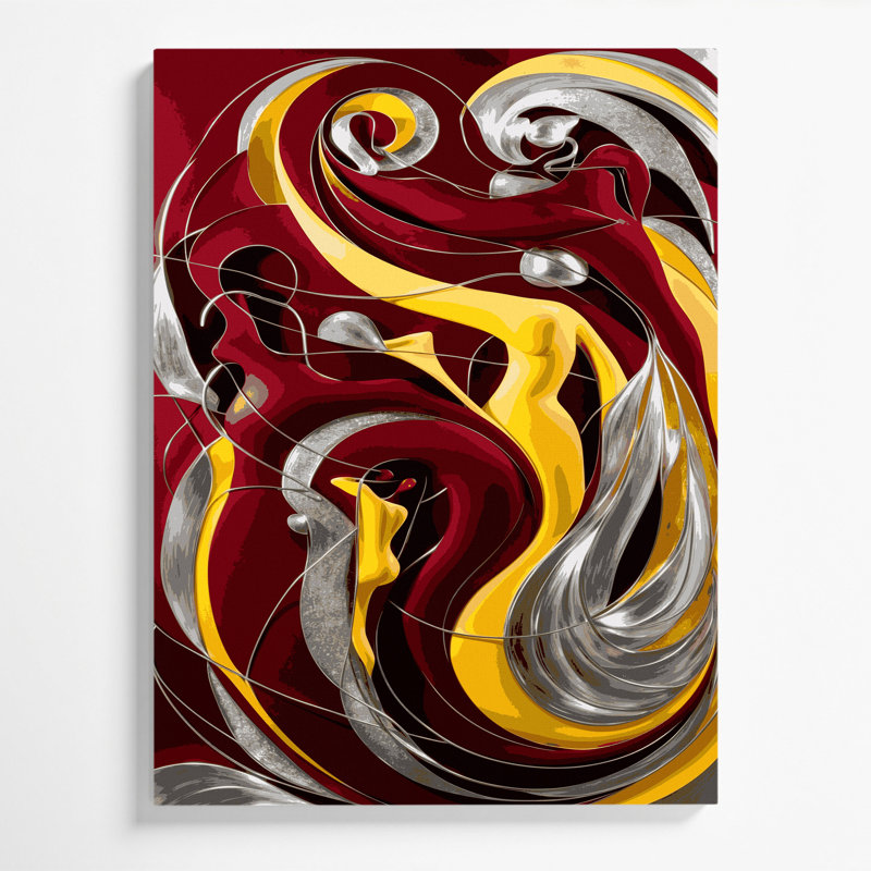 Art mural abstrait sur toile rouge figuratif, H 14 po x l 11 po
