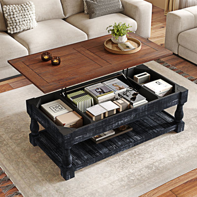 Table basse à plateau relevable avec rangement