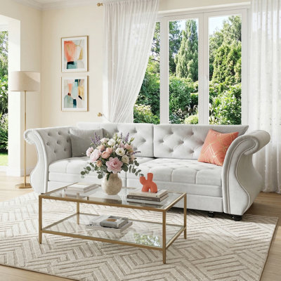 84" Chesterfield Queen Sleeper Sofa Bed