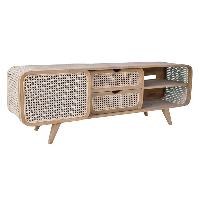 Armoire de rangement pour appareils électroniques - 59 x 15 x 20 po en bois naturel et avec portes