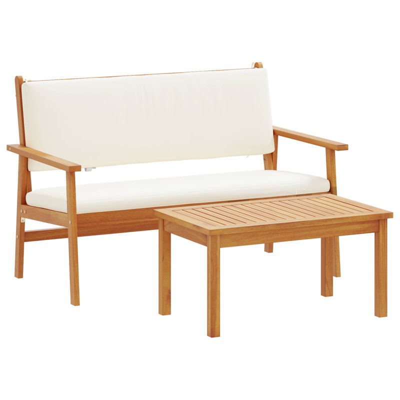 Ensemble de canapé de jardin vidaXL 2 pièces en bois d'acacia blanc crème