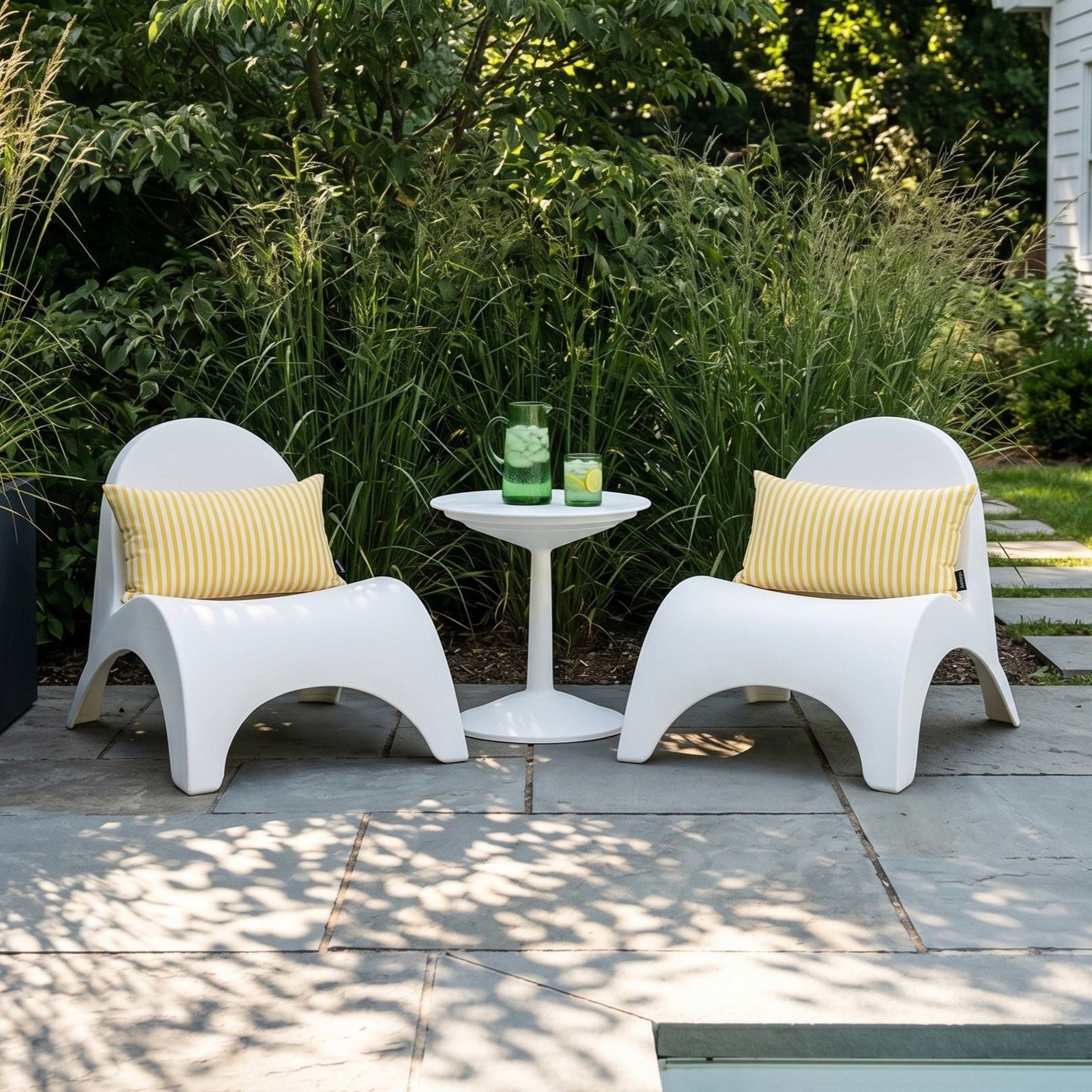 Ameswood 25" Patio Chaise Lounge Set, White/White