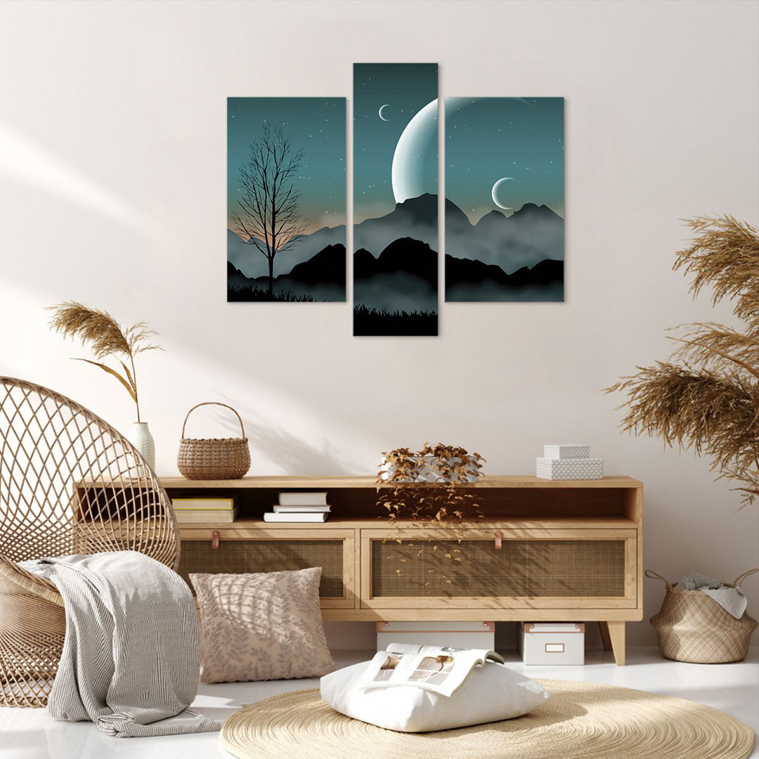 3-tlg. Leinwandbilder-Set Sky Night Illustration