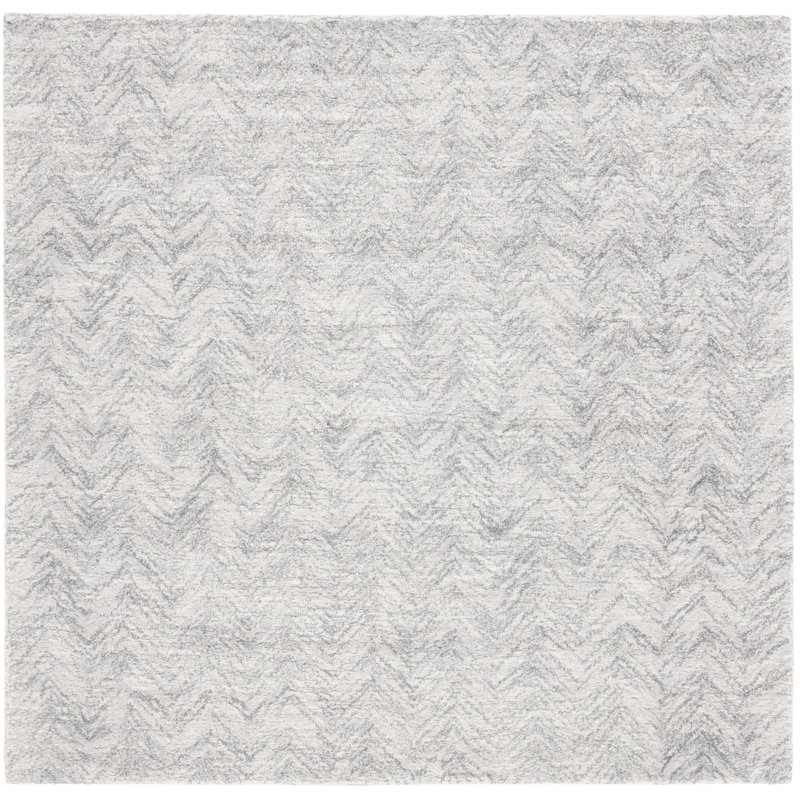 Tapis en laine / coton à chevrons touffeté à la main Jaylean, Carré 6 pi