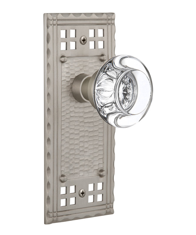 Assiette artisanale avec bouton de porte en cristal transparent Nostalgic Warehouse, 2,375 po, Nickel satiné