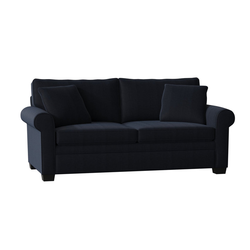 Quaker Upholstered 77'' Sofa Bed, Espresso, Entice Indigo
