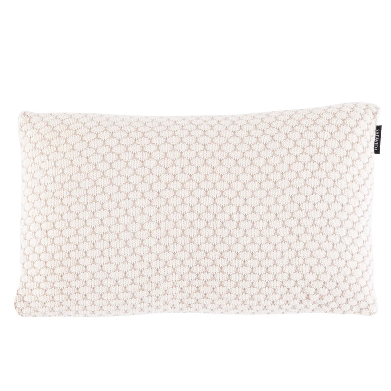 Natural and Stone Knit Geometric Cotton Throw Pillow