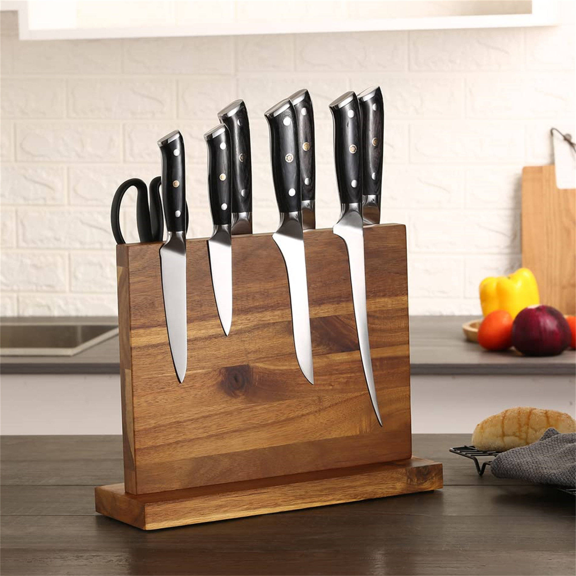 Knife Block Rubberwood - Knife Holder - Knife Block Without Knives -  Suitable for 5 Different Knives - Knife Holder for An Organized And Tidy  Kitchen