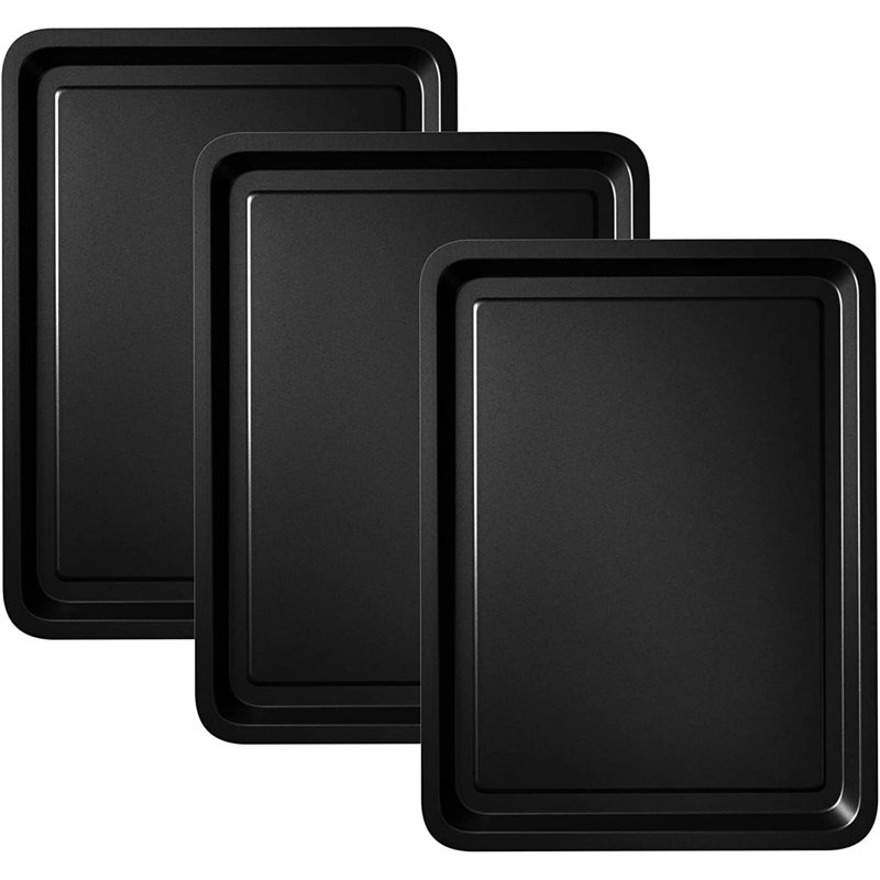 Ebern Designs Delauter Non-Stick Carbon Steel 3 Piece Baking Tray Set