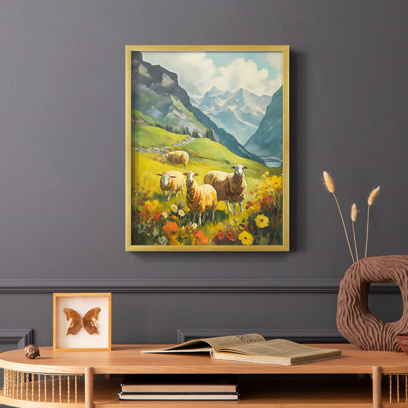 ANIMALS Series CECXVI - reproduction encadrée de qualité supérieure - prête à être accrochée - aucun clou requis, Doré