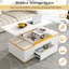 Table basse à plateau relevable avec 4 tabourets de rangement-114698452