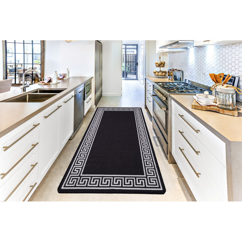 Jaqueline Non-Slip Indoor Doormat, 67 x 220cm, Black/Cream