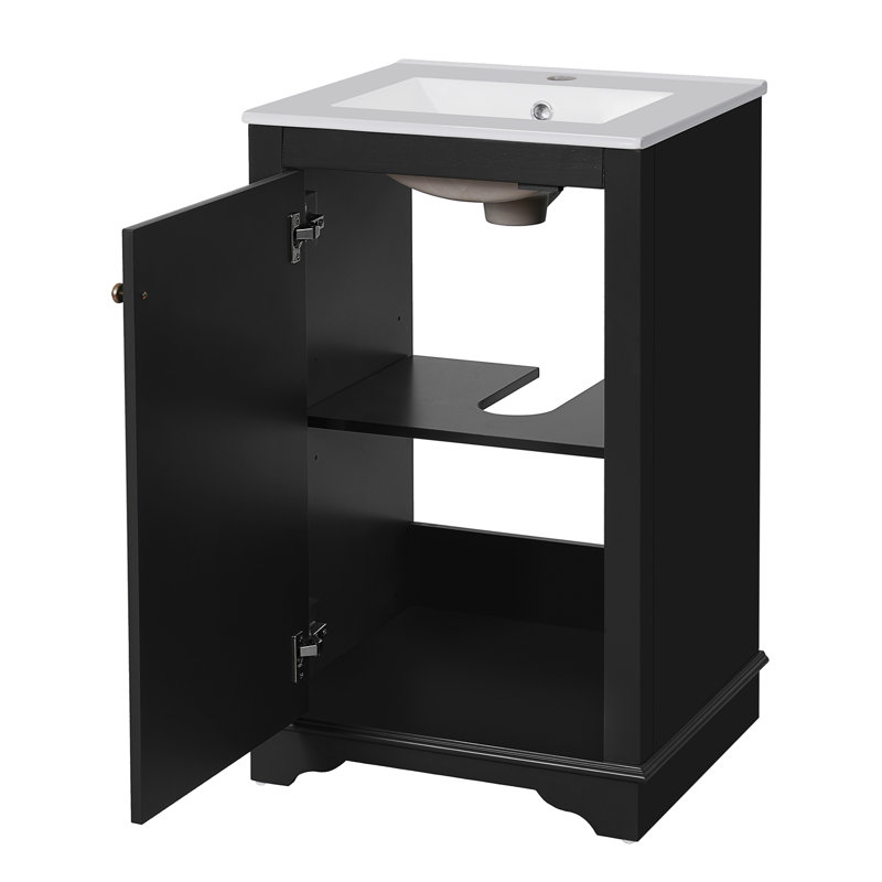 20-Inch Bathroom Vanity With Ceramic Sink, Black