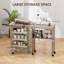 Machine à coudre pliante avec table et armoire mobile gris
