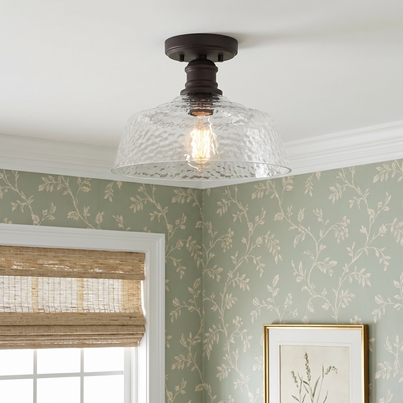 Lindholm Single Light Bronze Semi Flush Mount, Oil Rubbed Bronze