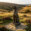 Statue de chien de chasse assis en bronze vintage, sculpture de chien de chasse en résine pour maison de campagne rustique et décor occidental