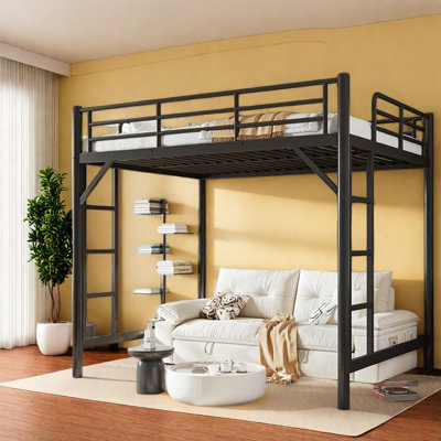 Lits peu encombrants avec rangement, lit mezzanine double en métal, chambre à coucher moderne