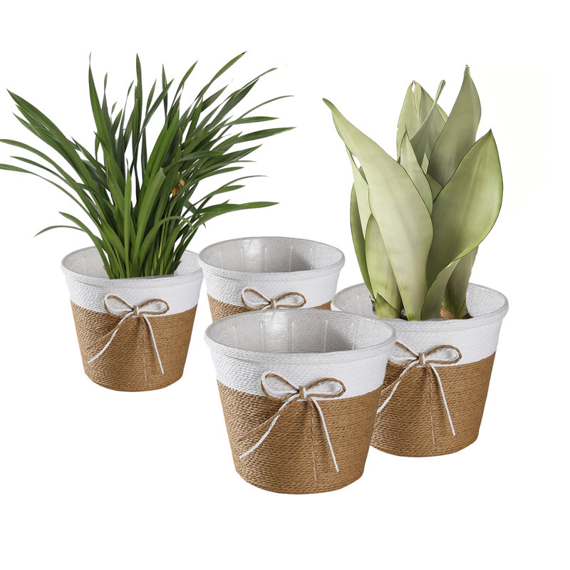 4 PCS en papier panier à fleurs en pot de fleurs, couvercle de pots de fleurs, contenants à plantes,