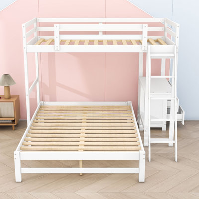 Twin Over Full 3 Drawers Wood Bunk Bed With Built-In Desk And Guardrail -  Isabelle & Max™, 00FD115F582F4182A551B403F0A0953A