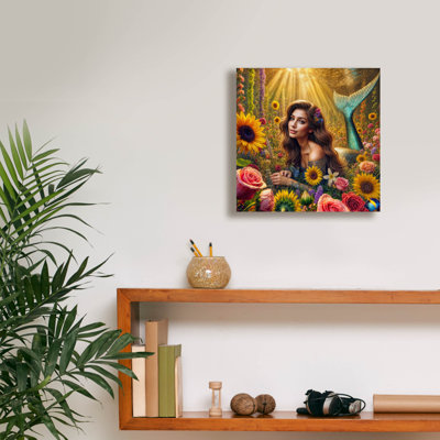 «Mermaid In Flowers» par Rey Klimt, art mural