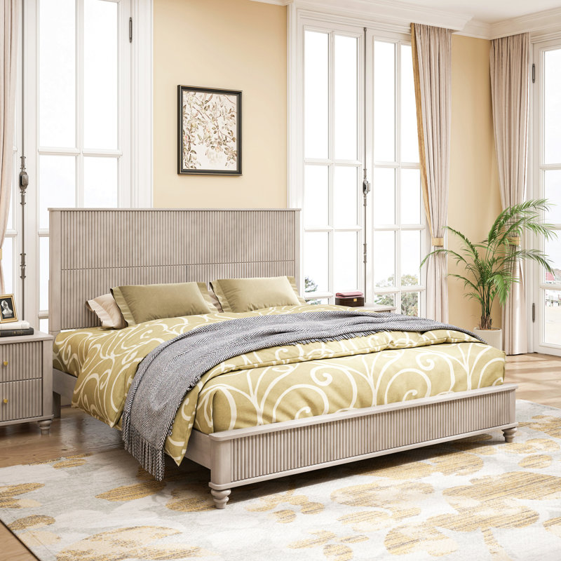 Base de lit en bois massif, base de lit plateforme avec tête de lit, tête de lit haute en bois naturel, aucun sommier nécessaire