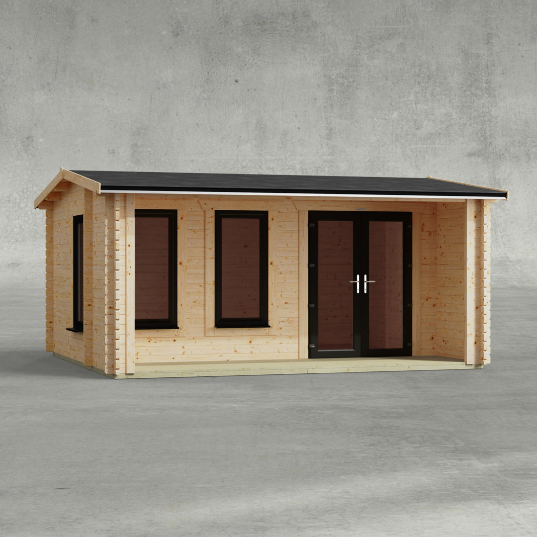 Powersheds 20 x 12ft Apex Snug Log Cabin, Doors the the Right - 44mm
