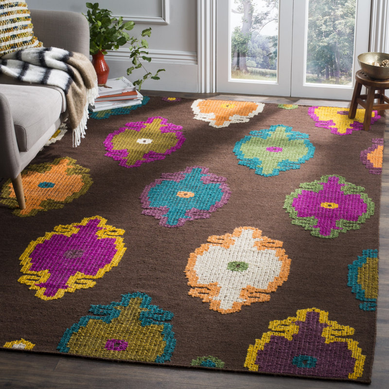 Tapis ikat en laine tissé à la main Tomo, Rectangle 8 pi x 10 pi