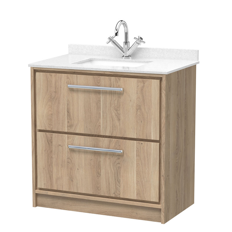 Tishay Bathroom Vanity, Bleached Oak, 82cm W