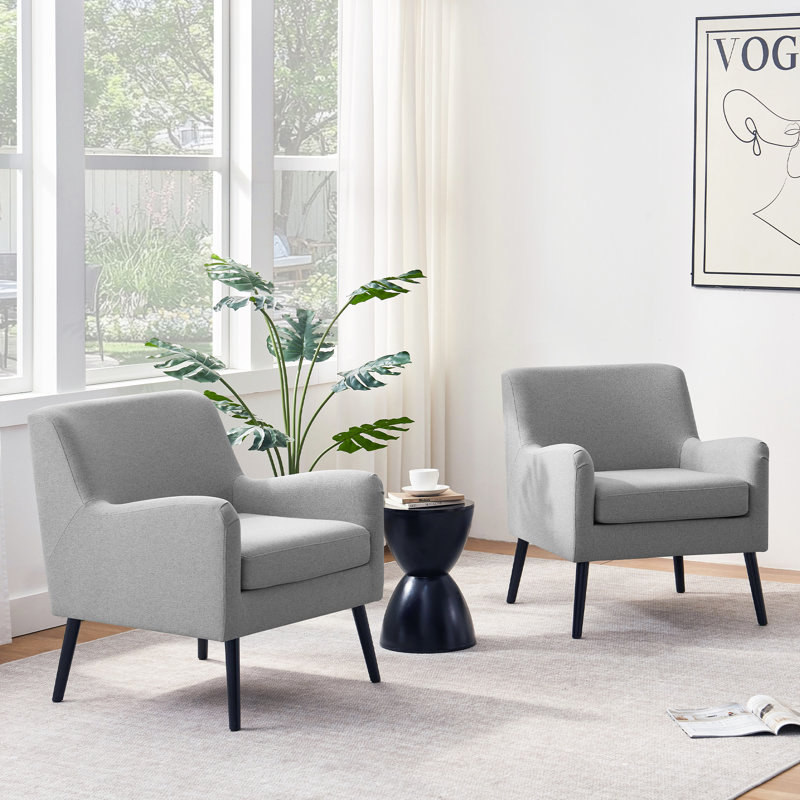 27"W Polyester Upholstered Accent Chair(Set Of 2), Grey